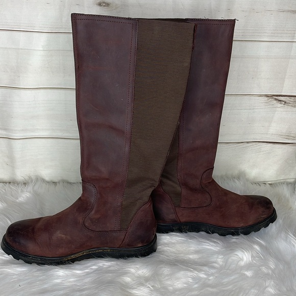 Sorel Ainsley Tall Knee Boots Burgundy Maroon Red Leather Round Toe Flat 8 Women - Picture 7 of 10